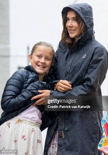 Crown Princess Mary of Denmark and Princess Isabella of Denmark attend the Ringsted horse ceremony at Grasten Slot during their summer vacation on...