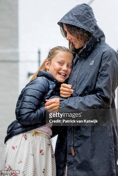 Crown Princess Mary of Denmark and Princess Isabella of Denmark attend the Ringsted horse ceremony at Grasten Slot during their summer vacation on...