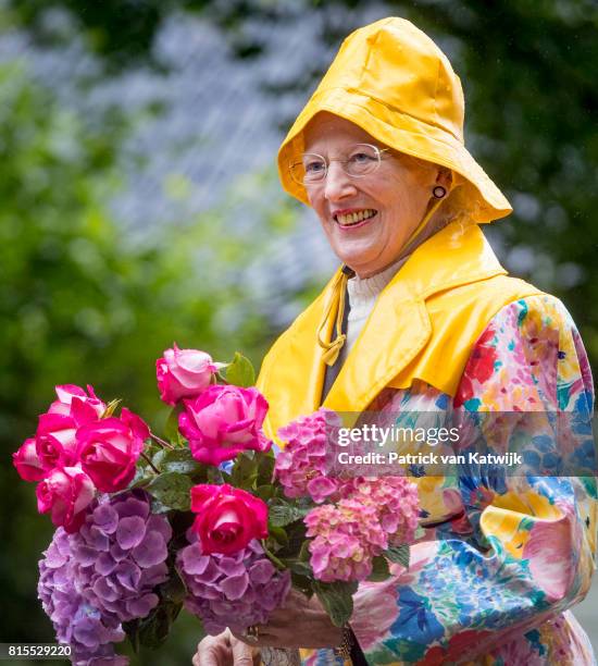 Queen Margrethe of Denmark attends the Ringsted horse ceremony at Grasten Slot during their summer vacation on July 16, 2017 in Grasten, Denmark.