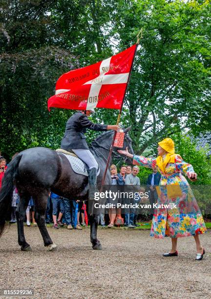 Queen Margrethe of Denmark attends the Ringsted horse ceremony at Grasten Slot during their summer vacation on July 16, 2017 in Grasten, Denmark.