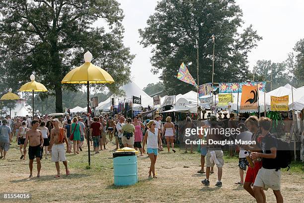 Fans shopping at the 2008 Bonnaroo Music and Arts Festival on June 12, 2008 in Manchester, Tennessee.