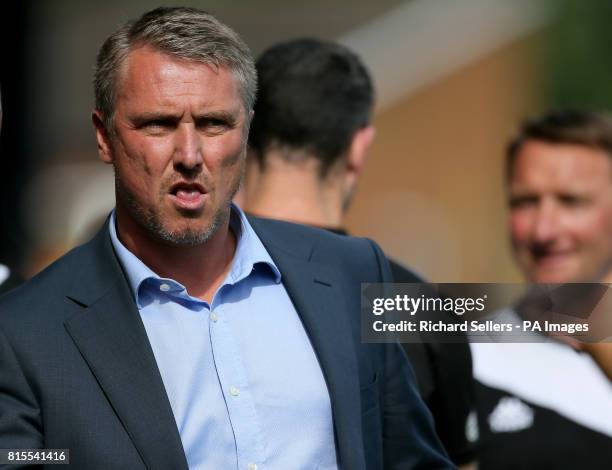 Bury's manager Lee Clarke during the pre-season match at Gigg Lane, Bury.