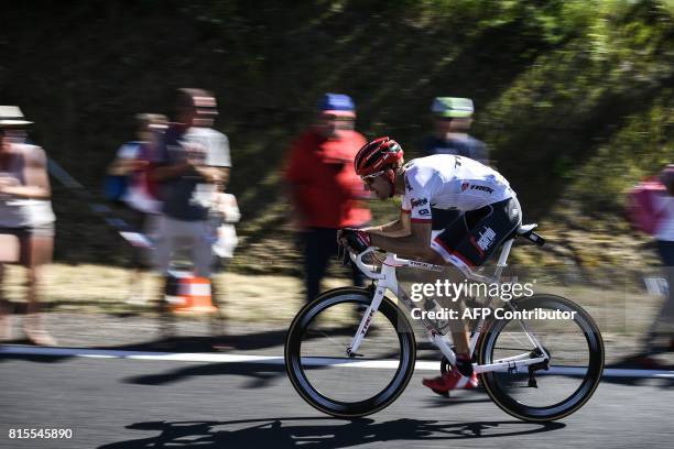 Netherlands' Bauke Mollema rides in a breakaway during the 189,5 km fifteenth stage of the 104th edition of the Tour de France cycling race on July...