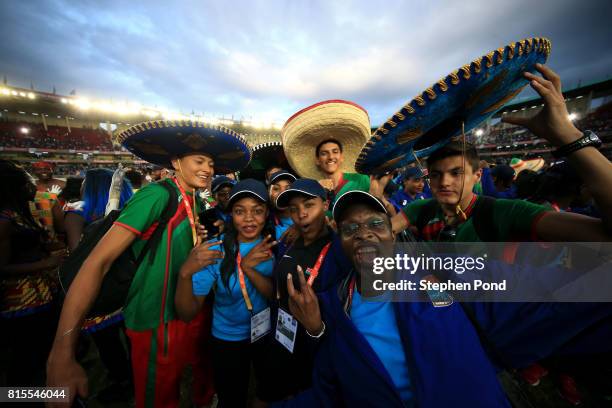 Members of the Mexico team take part in the closing ceremony during day five of the IAAF U18 World Championships on July 16, 2017 in Nairobi, Kenya.