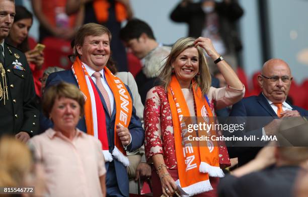 King Willem-Alexander of Netherlands and Queen Maxima during the UEFA Women's Euro 2017 Group A match between Netherlands and Norway at Stadion...