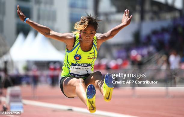 France's Jeanine Assani Issouf competes in the Women's triple jump final during the Athletics French Championships Elite, in Marseille, southern...