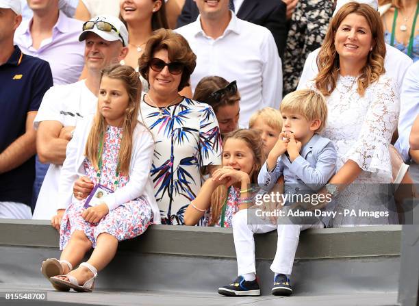 Charlene Riva Federer, Myla Rose Federer, Lenny Federer, Leo Federer, with their mother Mirka Federer and grandmother, Lynette Federer after Roger...
