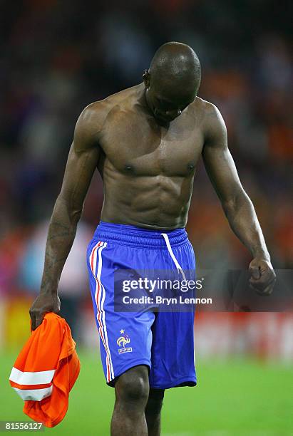 Claude Makelele of France looks dejected after defeat in the UEFA EURO 2008 Group C match between Netherlands and France at Stade de Suisse Wankdorf...