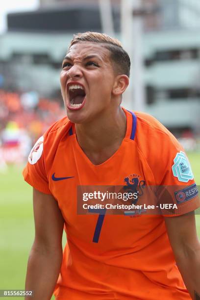 Shanice van de Sanden of the Netherlands celebrates victory after the Group A match between Netherlands and Norway during the UEFA Women's Euro 2017...