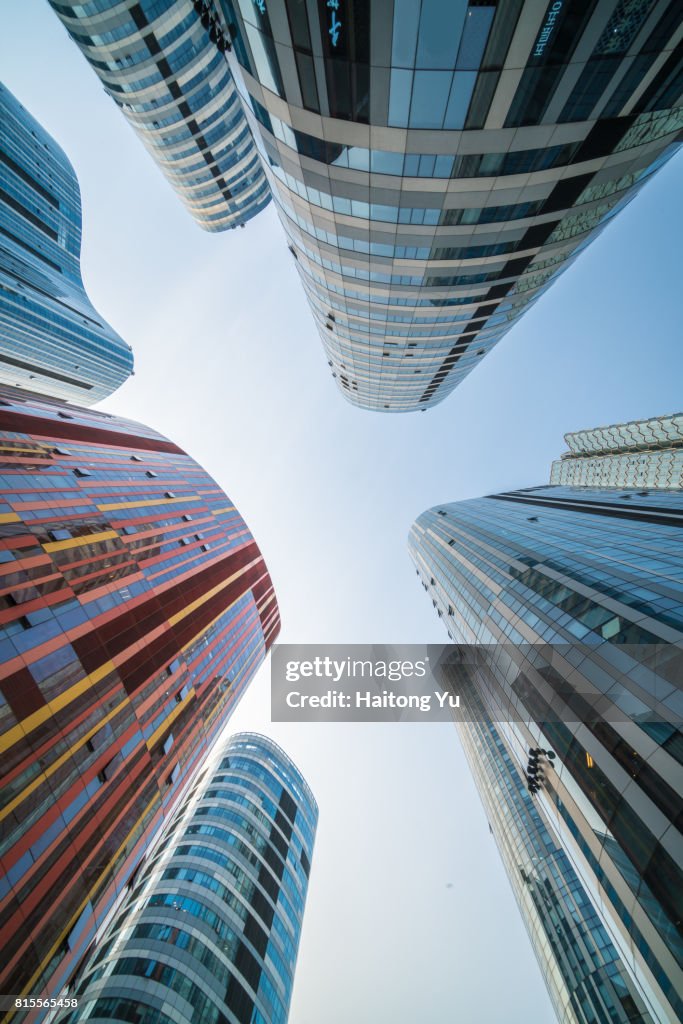 Beijing. Shopping area and office buildings at Saolitun Village