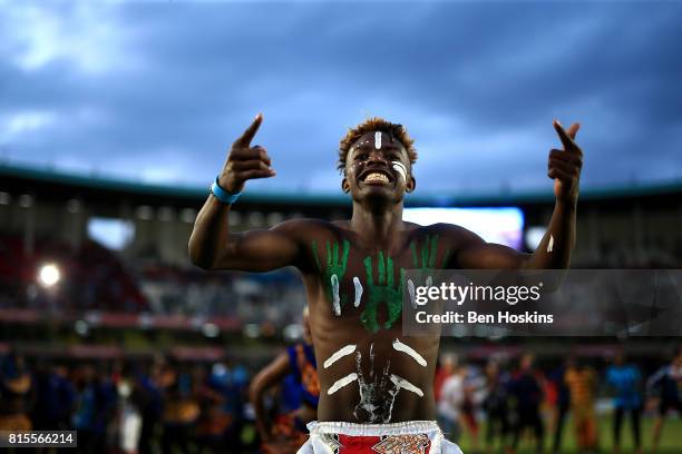 Dancers perform during the opening ceremony on day five of the IAAF U18 World Championships at The Kasarani Stadium on July 16, 2017 in Nairobi,...