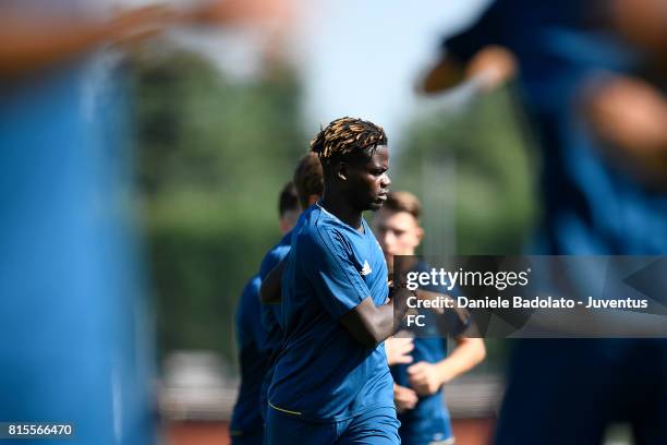 Moussa Ndiaye of Juventus Primavera during a training session on July 16, 2017 in Vinovo, Italy.