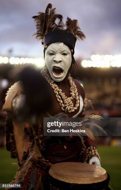 Dancers perform during the opening ceremony on day five of the IAAF U18 World Championships at The Kasarani Stadium on July 16, 2017 in Nairobi,...