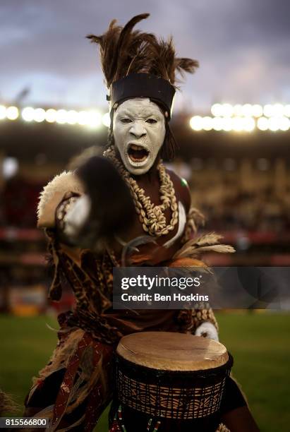 Dancers perform during the opening ceremony on day five of the IAAF U18 World Championships at The Kasarani Stadium on July 16, 2017 in Nairobi,...