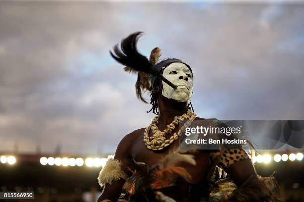 Dancers perform during the opening ceremony on day five of the IAAF U18 World Championships at The Kasarani Stadium on July 16, 2017 in Nairobi,...