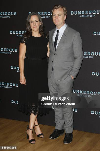 Emma Thomas and Christopher Nolan attend "Dunkirk" Premiere at Ocine on July 16, 2017 in Dunkerque, France.