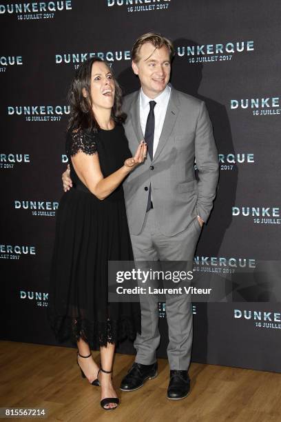 Emma Thomas and Christopher Nolan attend "Dunkirk" Premiere at Ocine on July 16, 2017 in Dunkerque, France.