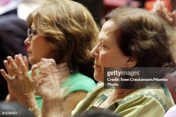 Widow of Ernesto Che Guevara, Aleida March , claps during a concert celebrating the 80th birthday of Che in the Karl Marx theatre June 13 Havana,...