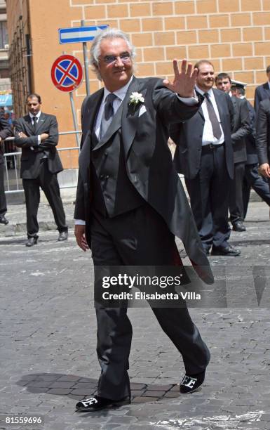 Renault Formula One's Flavio Briatore arrives for his wedding to Elisabetta Gregoraci held at the church of Santo Spirito di Sassia on June 14, 2008...