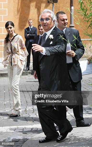 Renault Formula One's Flavio Briatore arrives for his wedding to Elisabetta Gregoraci held at the church of Santo Spirito di Sassia on June 14, 2008...