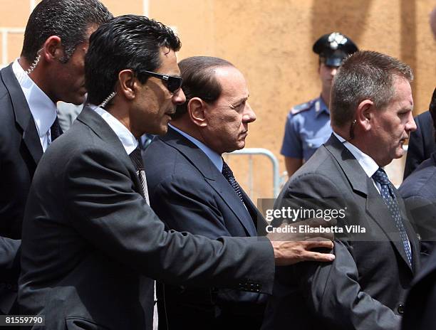 Italian Prime Minister Silvio Berlusconi attends Flavio Briatore and Elisabetta Gregoraci's wedding ceremony held at the church of Santo Spirito di...