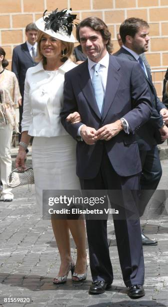 Jose Maria Aznar and wife Ana Botella attend Flavio Briatore and Elisabetta Gregoraci's wedding ceremony held at the church of Santo Spirito di...