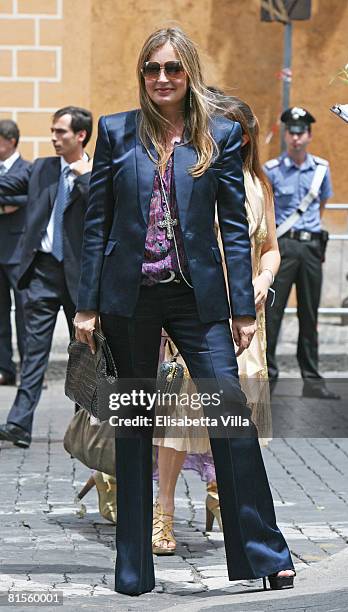 Eva Cavalli attends Flavio Briatore and Elisabetta Gregoraci's wedding ceremony held at the church of Santo Spirito di Sassia on June 14, 2008 in...