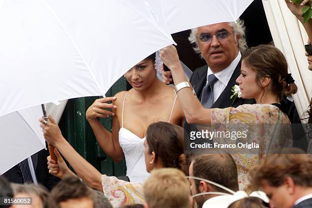 Flavio Briatore and Elisabetta Gregoraci leave the church of Santo Spirito di Sassia at the end of their wedding ceremony on June 14, 2008 in Rome,...