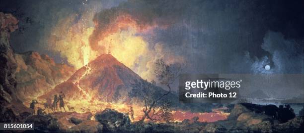 Eruption of Vesuvius' by Pierre Jacques Votaire, French painter. Oil on canvas. Musee des Beaux Arts, Le Havre.