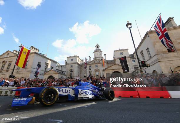 Pascal Wehrlein of Germany and Sauber F1 driving the Sauber C32 during F1 Live London at Trafalgar Square on July 12, 2017 in London, England. F1...