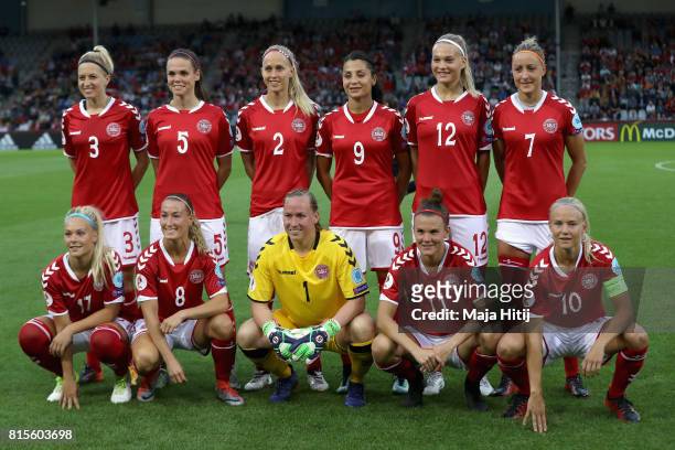 The Norway team line up prior to the Group A match between Denmark and Belgium during the UEFA Women's Euro 2017 on July 16, 2017 in Doetinchem,...