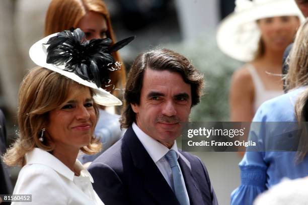 Jose Maria Aznar and wife Ana Botella attend Flavio Briatore and Elisabetta Gregoraci's wedding ceremony held at the church of Santo Spirito di...