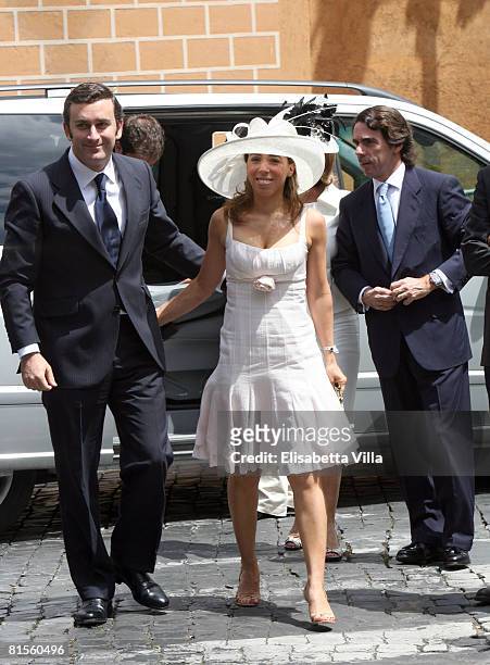 Jose Maria Aznar with Ana Aznar and husband Alejandro Agag attend Flavio Briatore and Elisabetta Gregoraci wedding ceremony held at the church of...
