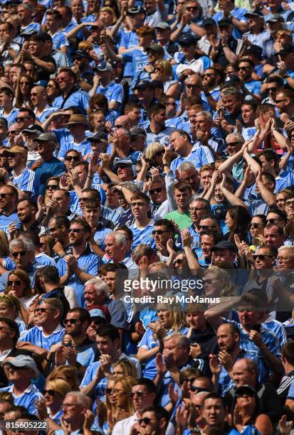Dublin , Ireland - 16 July 2017; Dublin and Kildare fans, on Hill 16, applaud as they honour Bradley Lowery's memory during the Leinster GAA Football...