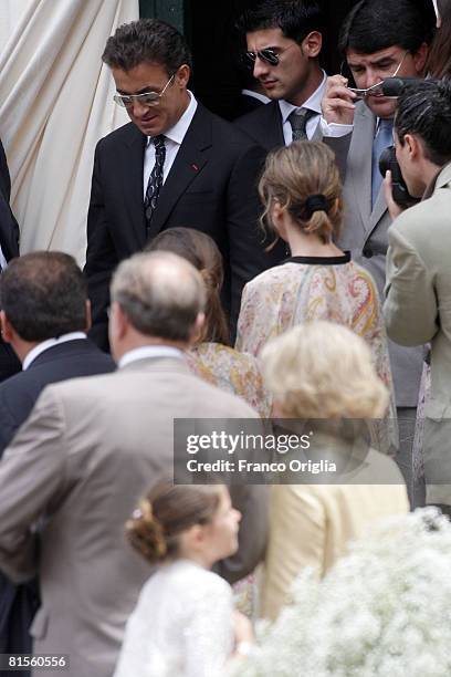 Jean Alesi attends Flavio Briatore and Elisabetta Gregoraci's wedding ceremony held at the church of Santo Spirito di Sassia on June 14, 2008 in...