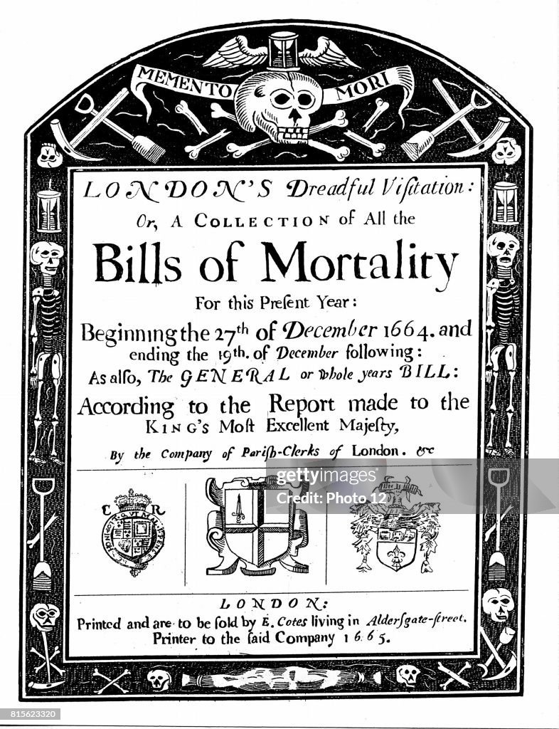 Title page of mortality bill for London.