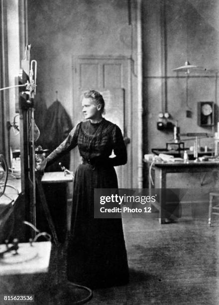 Marie Curie Polish-born French physicist in her laboratory the year after she was awarded her second Nobel prize . Awarded Nobel prize for physics in...