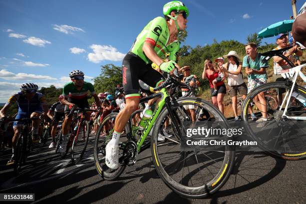 Rigoberto Uran of Colombia riding for Cannondale Drapac rides in the peloton during stage 15 of the 2017 Le Tour de France, a 189.5km stage from...