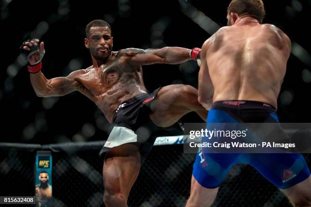 Danny Roberts defeats Bobby Nash in their welterweight bout during the UFC Fight Night at the SSE Hyrdo, Glasgow.