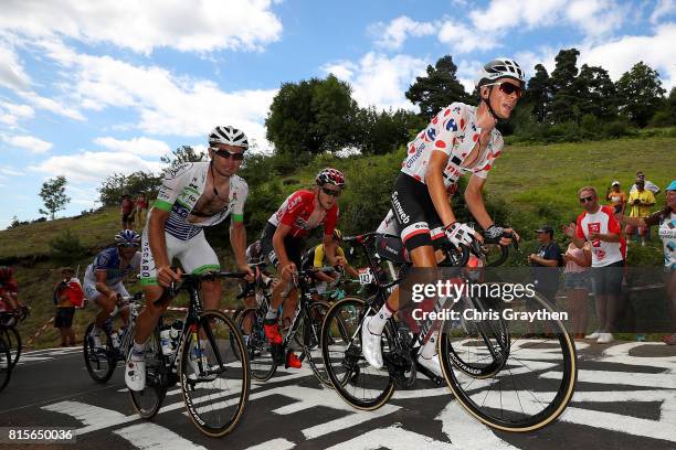 Warren Barguil of France riding for Team Sunweb in the king of the mountains jersey rides in the breakaway during stage 15 of the 2017 Le Tour de...