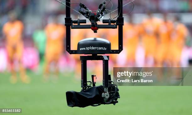 The Spidercam is seen during the Telekom Cup 2017 3rd place match between Borussia Moenchengladbach and TSG Hoffenheim at Borussia Park on July 15,...