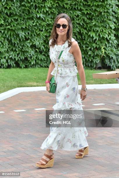 Pippa Middleton seen on day thirteen at The Championships at Wimbledon on July 16, 2017 in London, England.