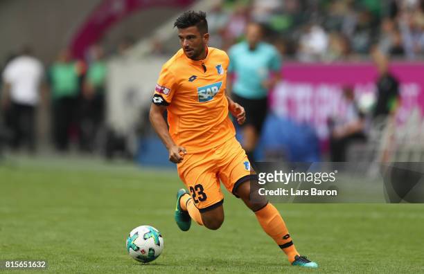 Marco Terrazzino of Hoffenheim runs with the ball during the Telekom Cup 2017 3rd place match between Borussia Moenchengladbach and TSG Hoffenheim at...