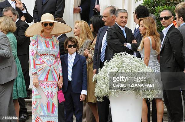 Right-wing politician Daniela Santanche and her son Lorenzo attend the wedding of Flavio Briatore and Elisabetta Gregoraci at the church of Santo...