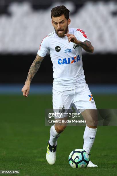 Lucas Lima of Santos controls the ball during a match between Vasco da Gama and Santos as part of Brasileirao Series A 2017 at Nilton Santos Stadium...