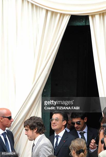 Spanish Formula One racing driver, Fernando Alonso , attends the wedding of Flavio Briatore and Elisabetta Gregoraci at the church of Santo Spirito...