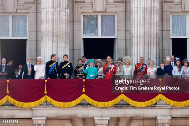 Queen Elizabeth II is joined by members of the Royal Family including Prince Edward, Earl of Wessex, Sophie Rhys-Jones Countess of Wessex, Prince...