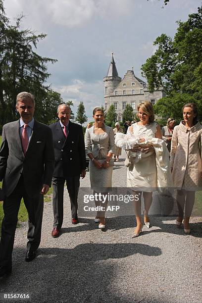 Prince Philippe of Belgium, King Albert II of Belgium, Princess Victoria of Sweden, Princess Mathilde and her daughter Princess Eleonore, Princess...