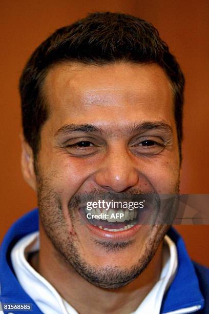 Brazilian national team goalkeeper Julio Cesar smiles during a press conference on 14 June 2008, at the Sheraton Hotel in Asuncion. Brazil will face...