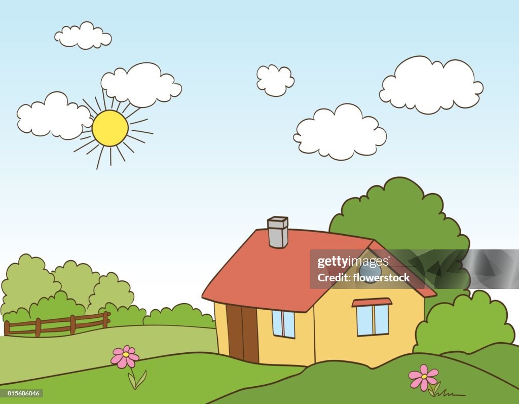 Casa De Dibujos Animados En Campo Ilustración de stock - Getty Images Casa De Dibujos Animados En Campo Ilustración de stock - Getty Images